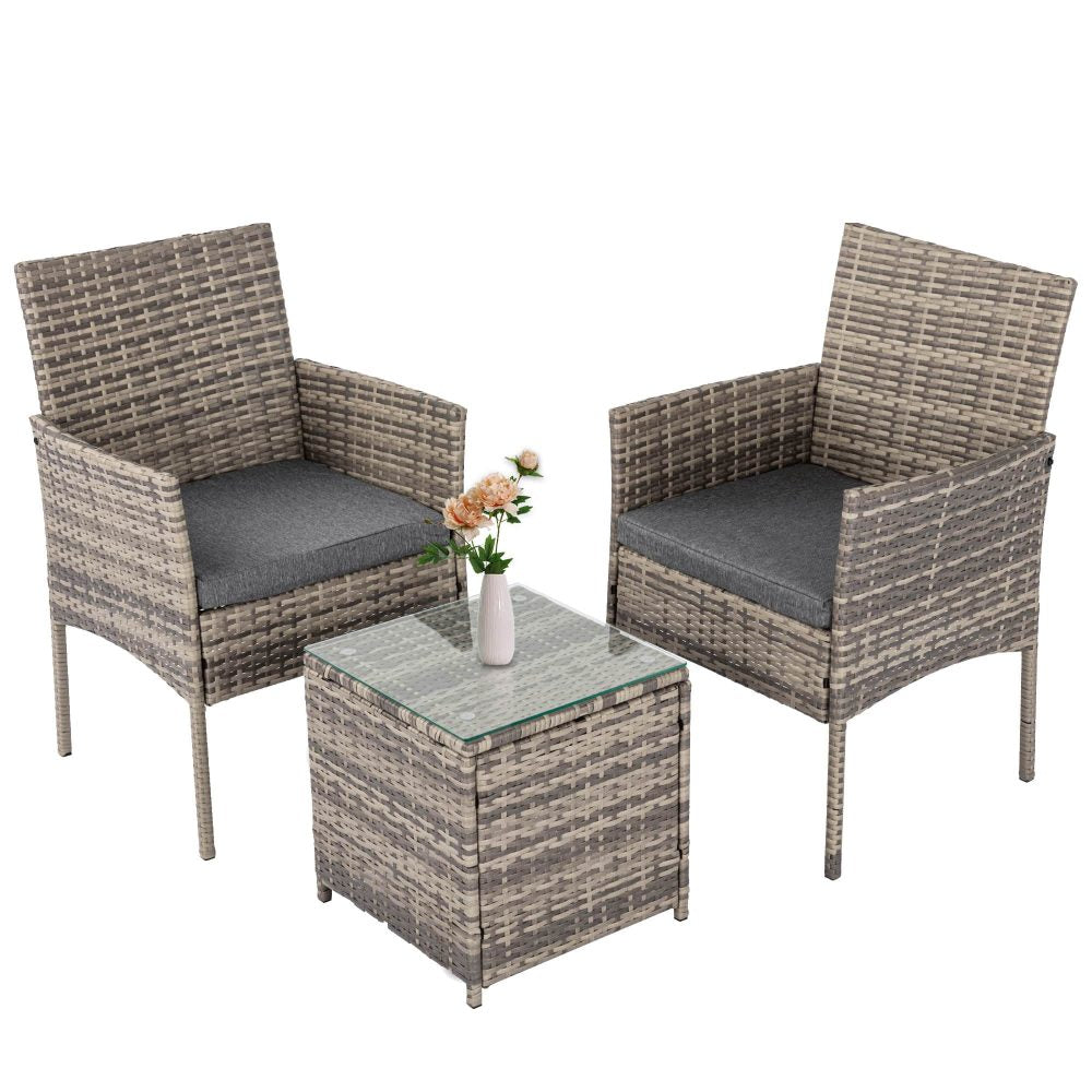 Prahran Luxury 2 Seater Furniture Chat Set - Mixed Grey